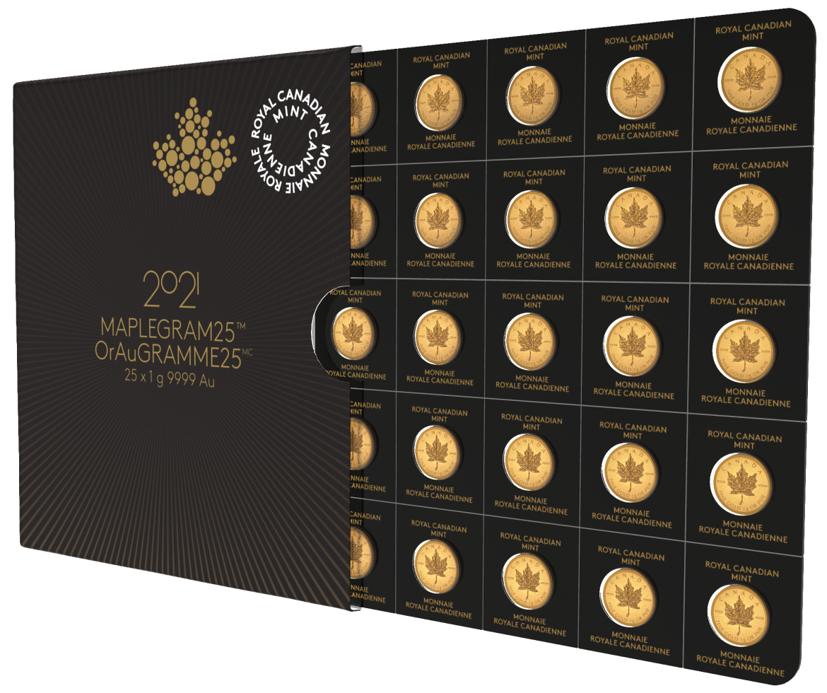 25 Gram 2022 Gold MapleGram Sheet (25 X 1 g) - MF Bullion Canada