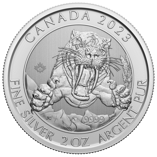 2023 2oz Silver Smilodon Sabre-Tooth Tiger Coin